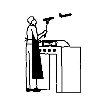 Line illustration: Grilling on the roof as a plane passes
